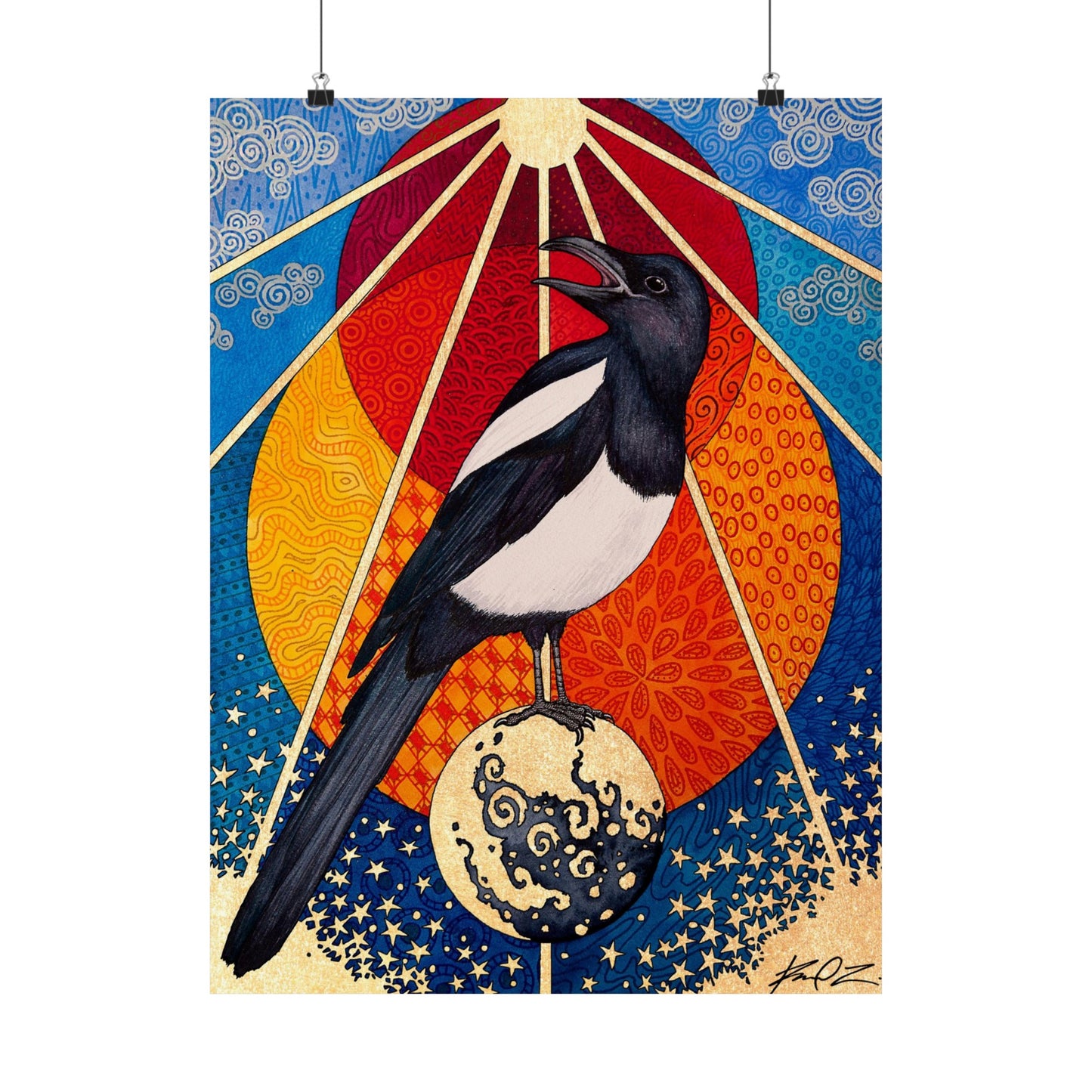 Celestial Magpie - Matte Finish Fine Art Print - Red Finch Creations