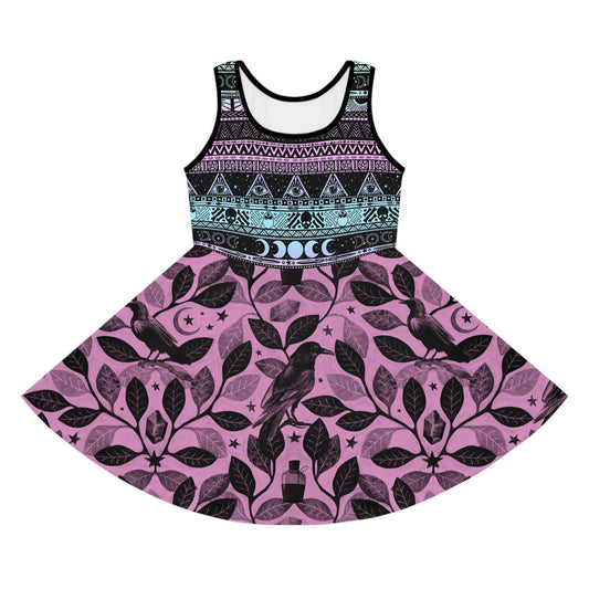 Witchy Pastel Goth Kid's Sleeveless Sundress - Red Finch Creations