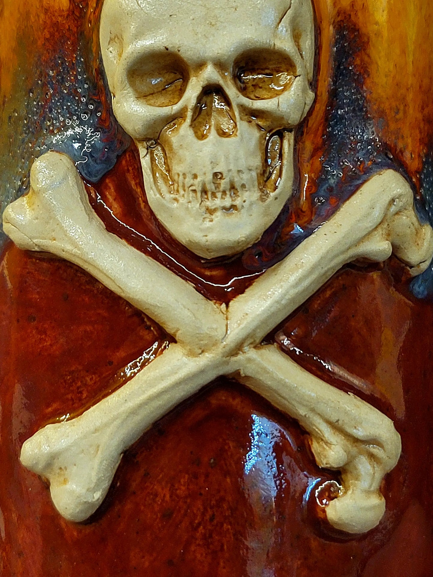Handmade Skull & Crossbones Ceramic Dispenser – Gothic Apothecary Soap Bottle