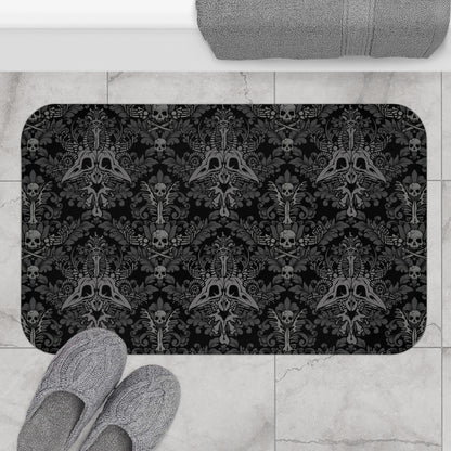 Dark Damask Bones Bath Mat - Black - Red Finch Creations