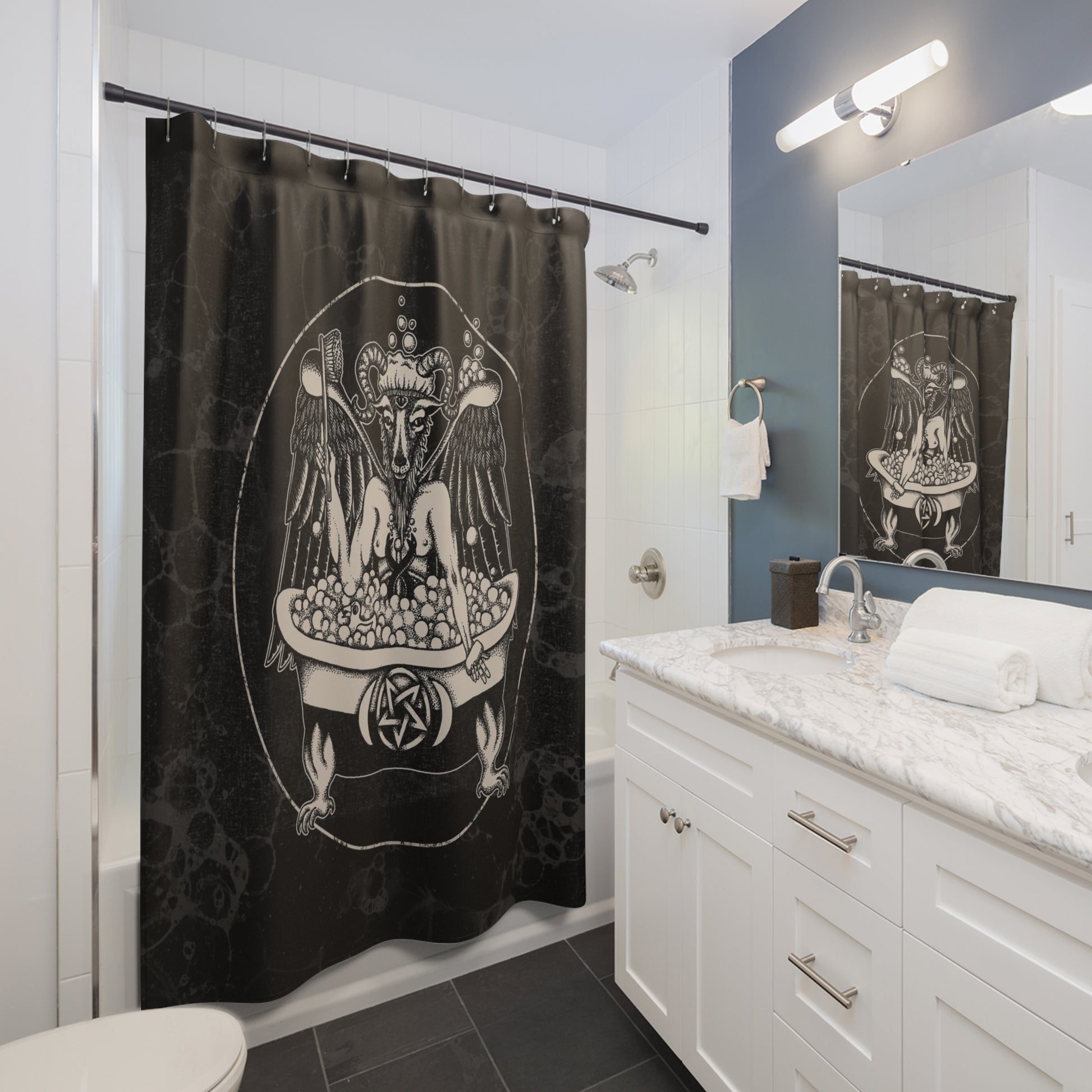 Bathomet Occult Humor Shower Curtain - Red Finch Creations