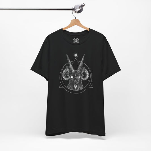 Horned Demon Cat Unisex T-Shirt - Black - Red Finch Creations