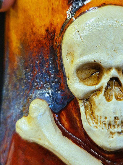 Handmade Skull & Crossbones Ceramic Dispenser – Gothic Apothecary Soap Bottle