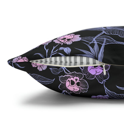 Pastel Goth Spun Polyester Square Pillow Case - Pink & Black - Red Finch Creations