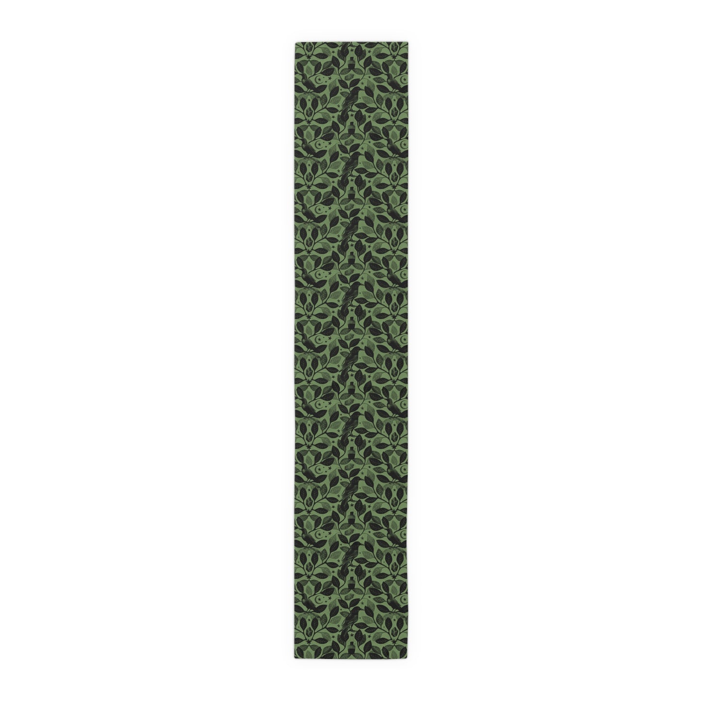Witchy Watercolor Raven Table Runner - Green - Red Finch Creations