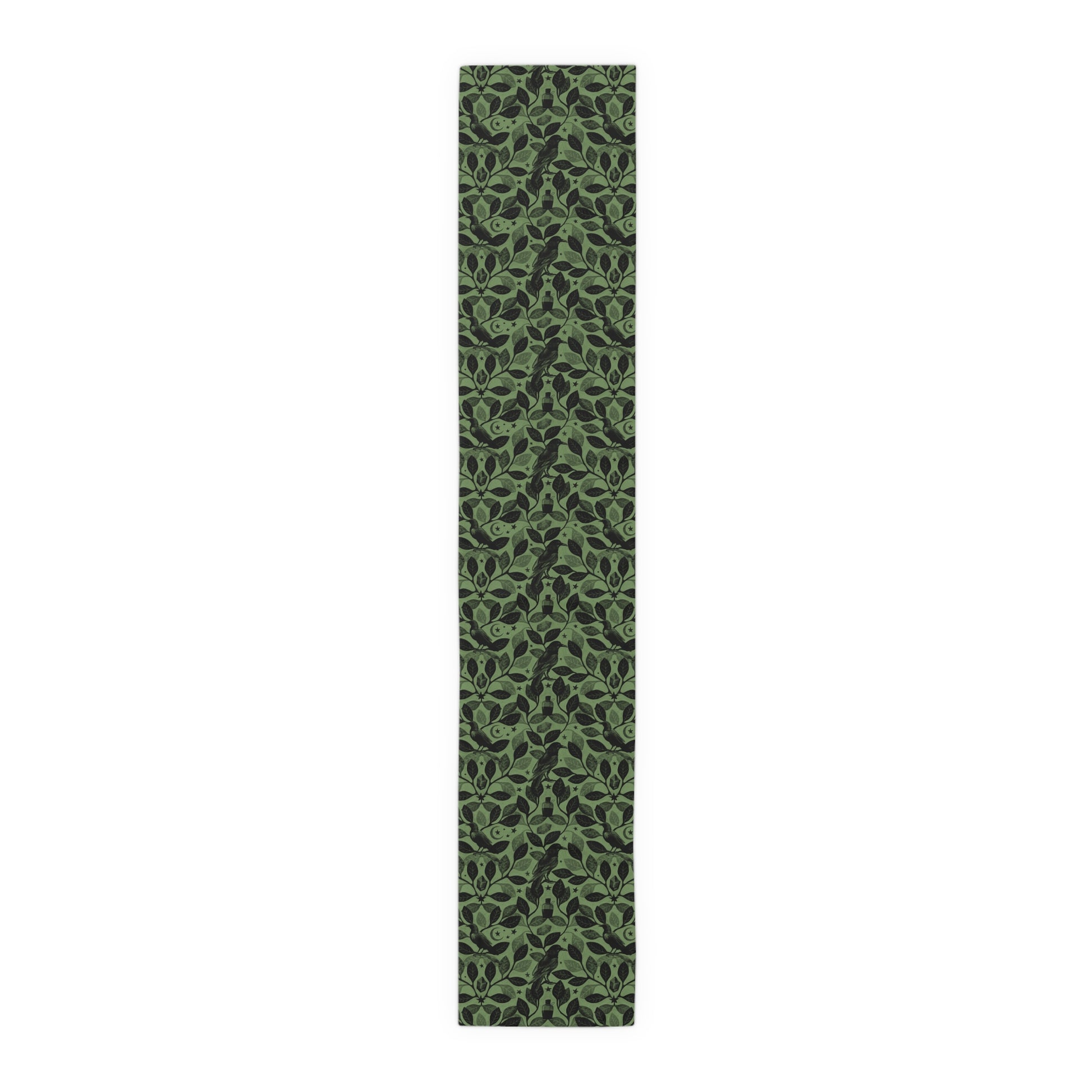 Witchy Watercolor Raven Table Runner - Green - Red Finch Creations
