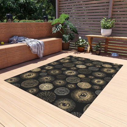 Occult Eye Indoor/Outdoor Area Rug - Black & Gold - Red Finch Creations