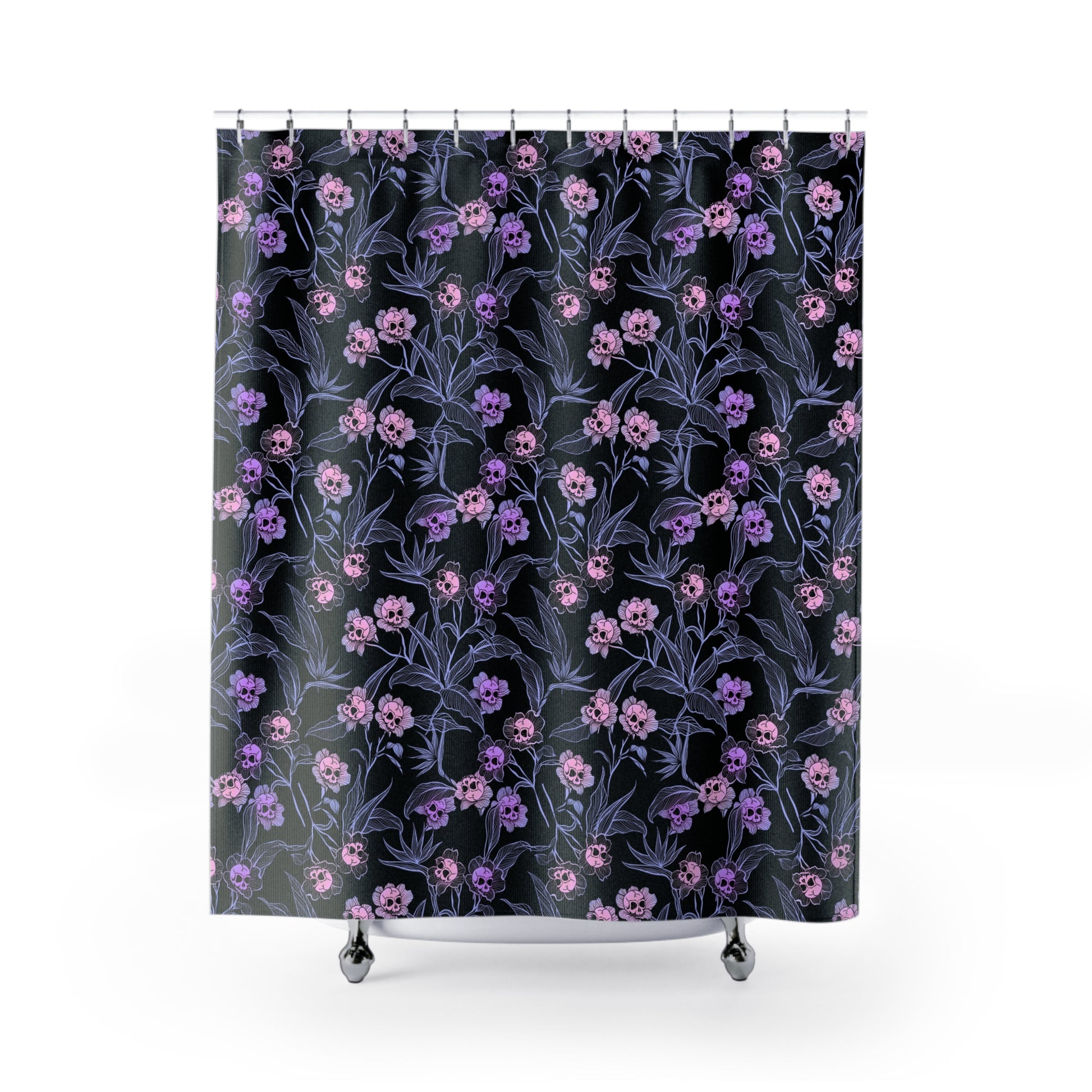 Pastel Goth Floral Shower Curtain - Pink - Red Finch Creations