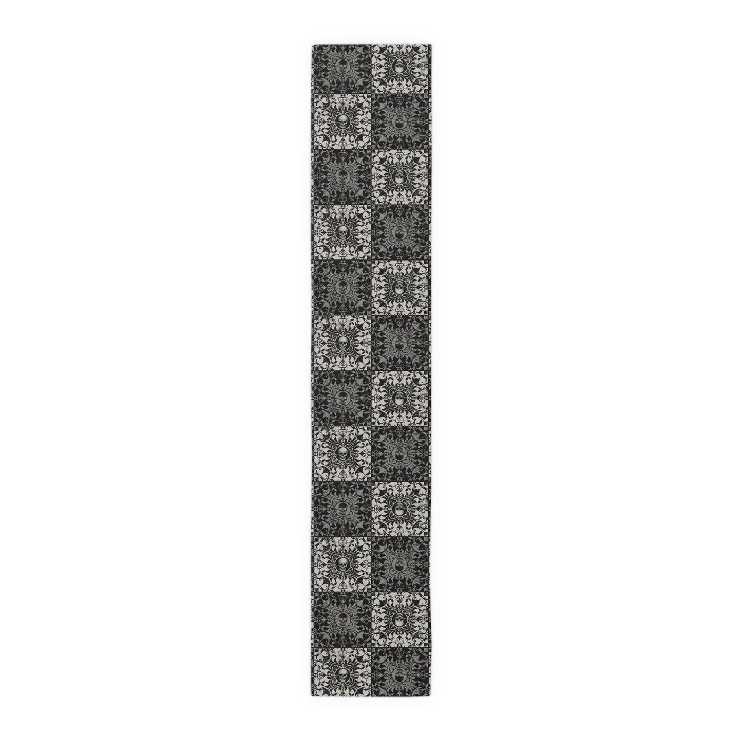 Gothic Checkered Tile Table Runner - Black & White - Red Finch Creations