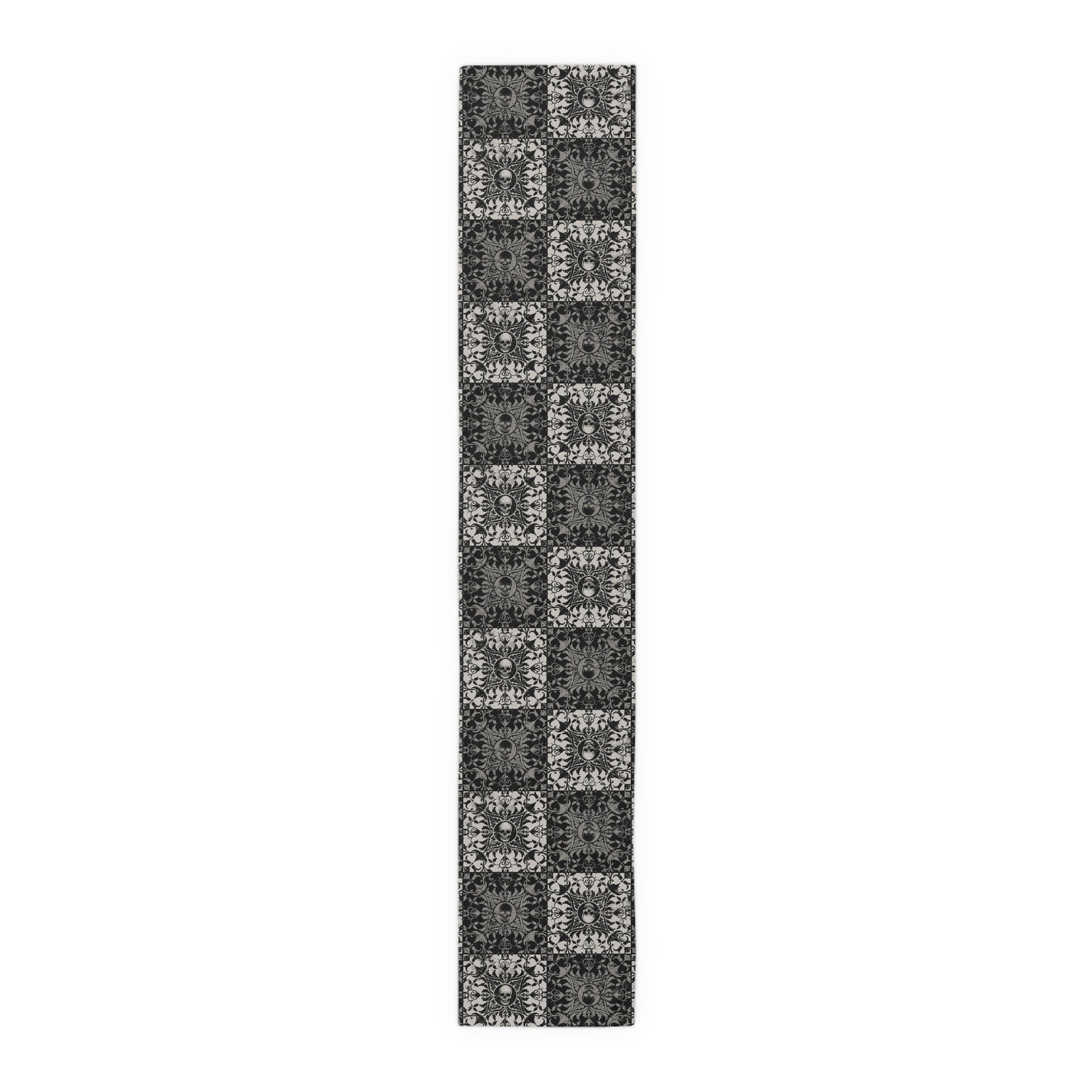Gothic Checkered Tile Table Runner - Black & White - Red Finch Creations