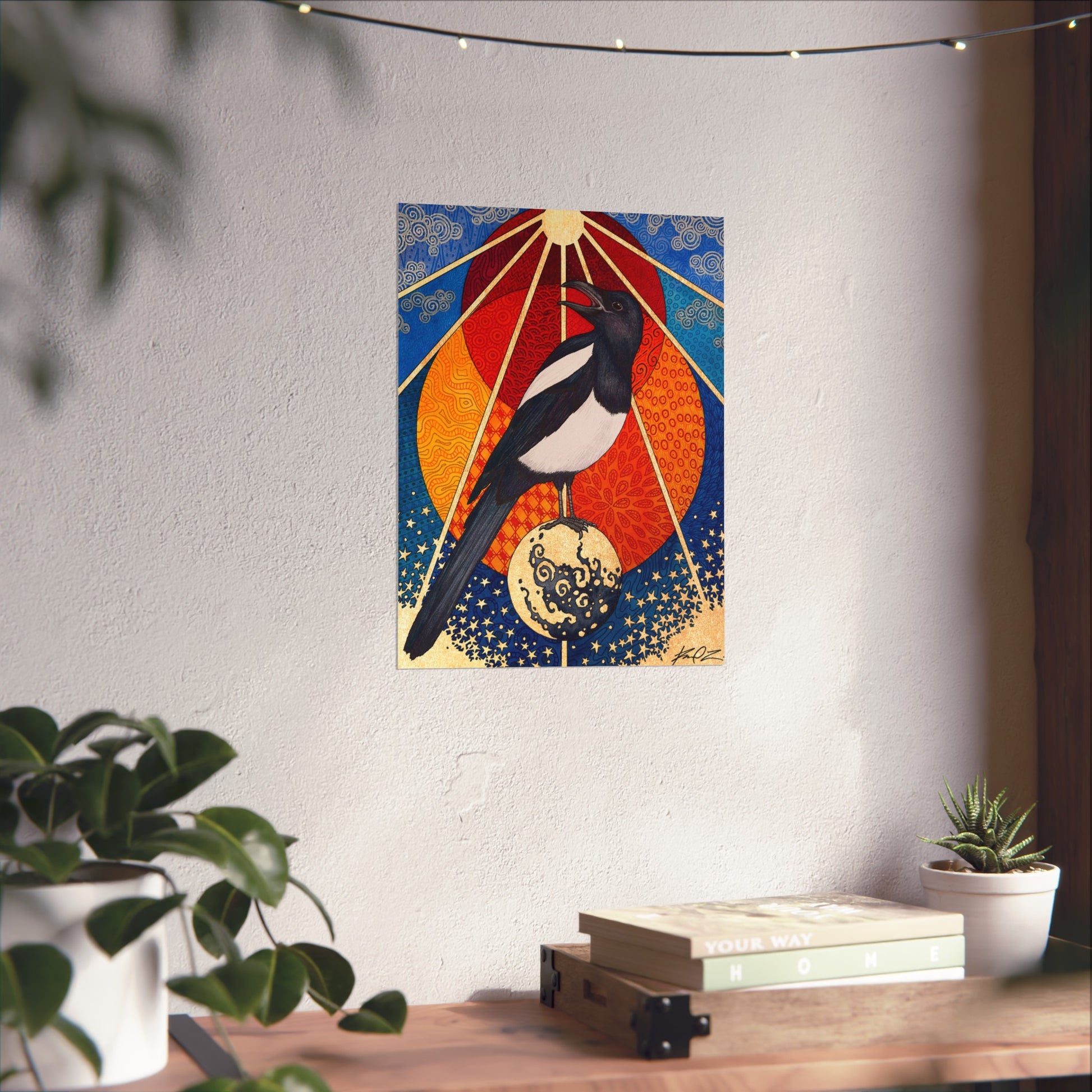 Celestial Magpie - Matte Finish Fine Art Print - Red Finch Creations