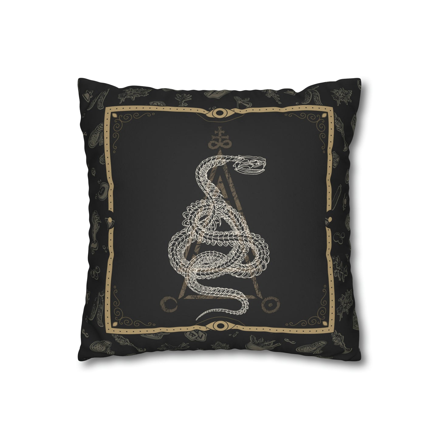 Occult Snake Skeleton Faux Suede Throw Pillow Case - Red Finch Creations