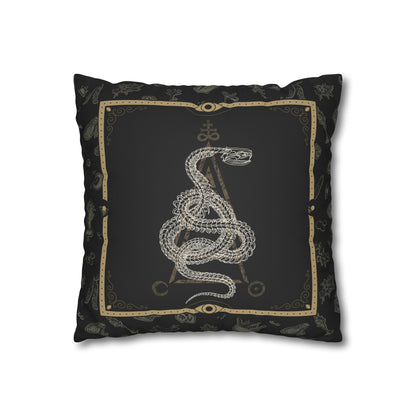 Occult Snake Skeleton Faux Suede Throw Pillow Case - Red Finch Creations