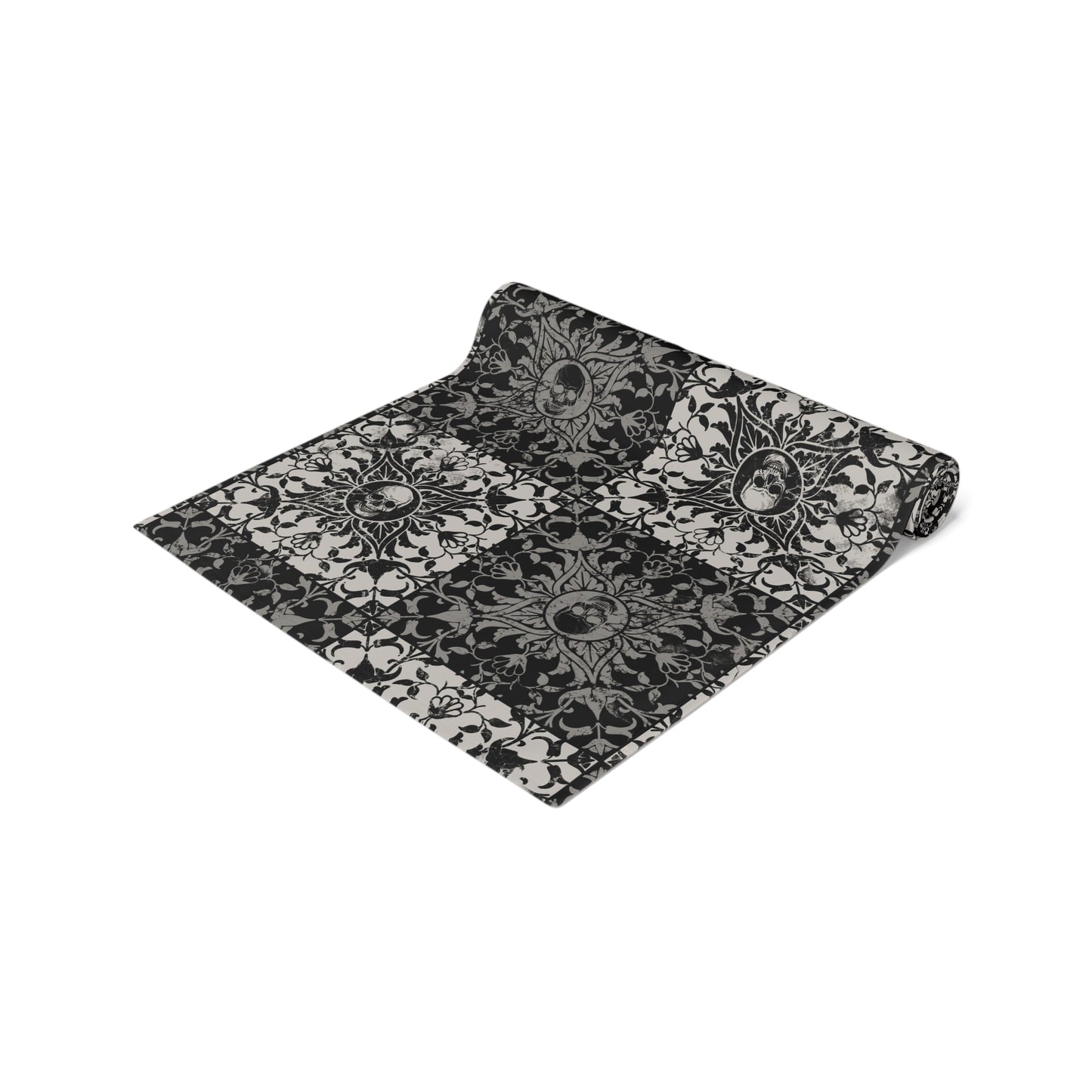 Gothic Checkered Tile Table Runner - Black & White - Red Finch Creations