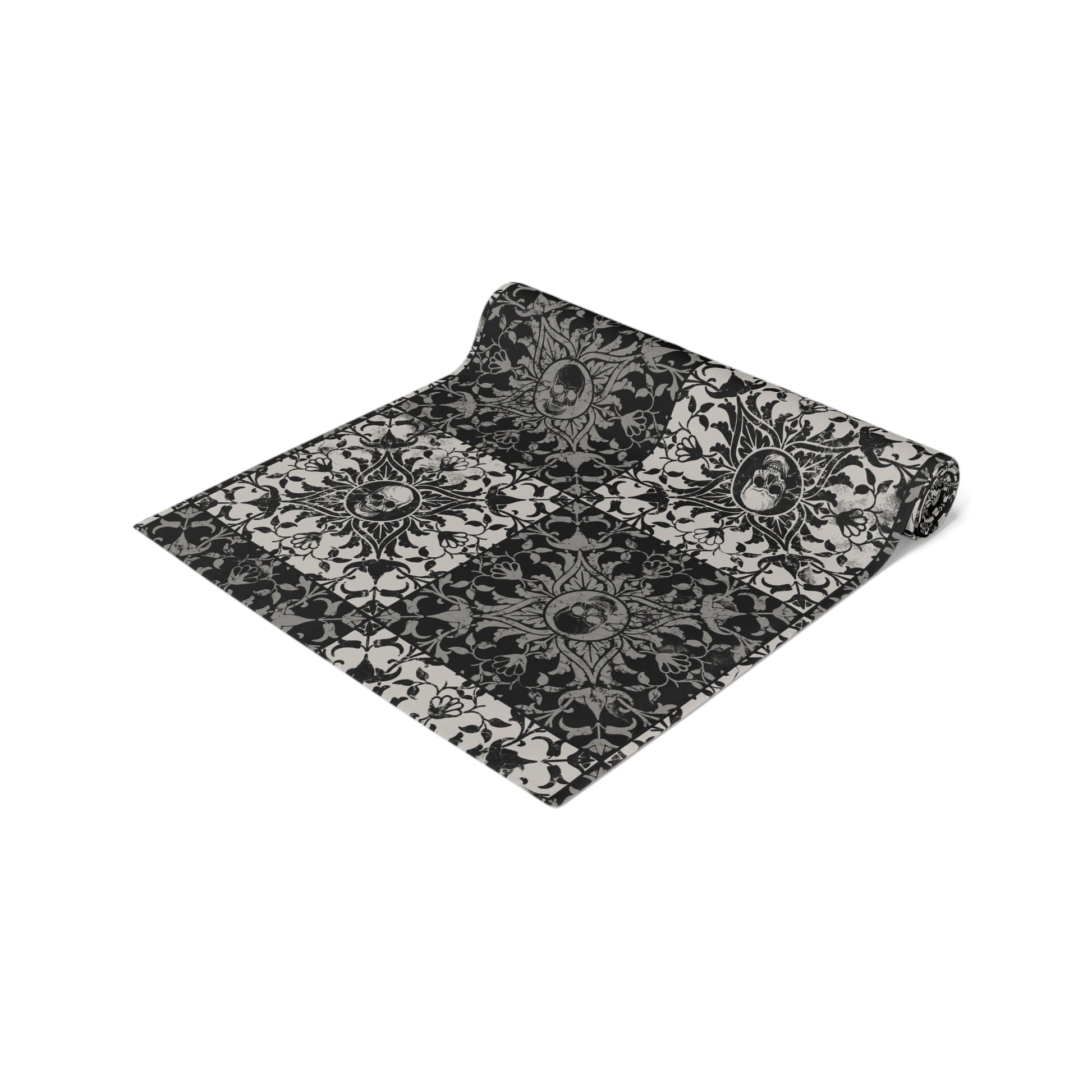 Gothic Checkered Tile Table Runner - Black & White - Red Finch Creations