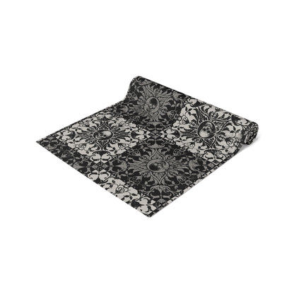 Gothic Checkered Tile Table Runner - Black & White - Red Finch Creations