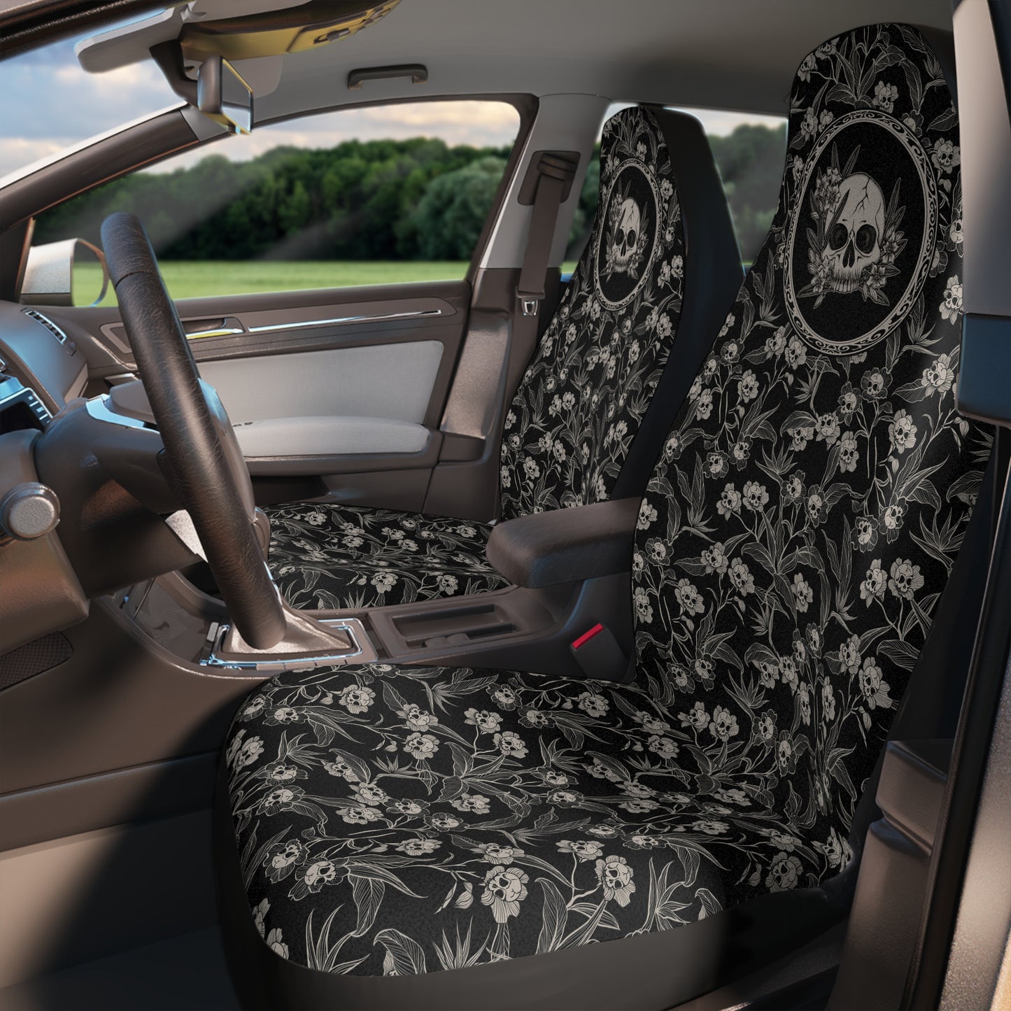 Floral Skull Car Seat Covers - Red Finch Creations