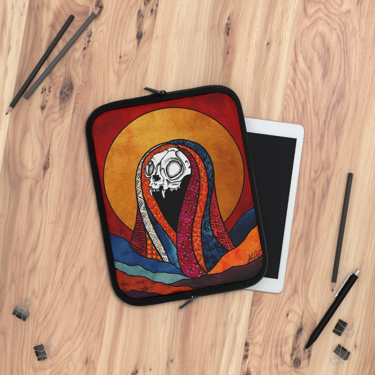 Gothic "Dead Saints" Cat Skull Neoprene Laptop Sleeve