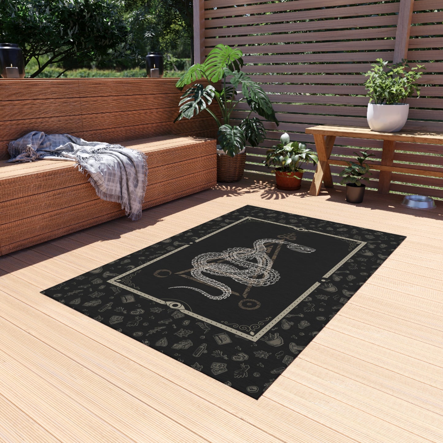 Occult Snake Skeleton Indoor/Outdoor Area Rug - Red Finch Creations