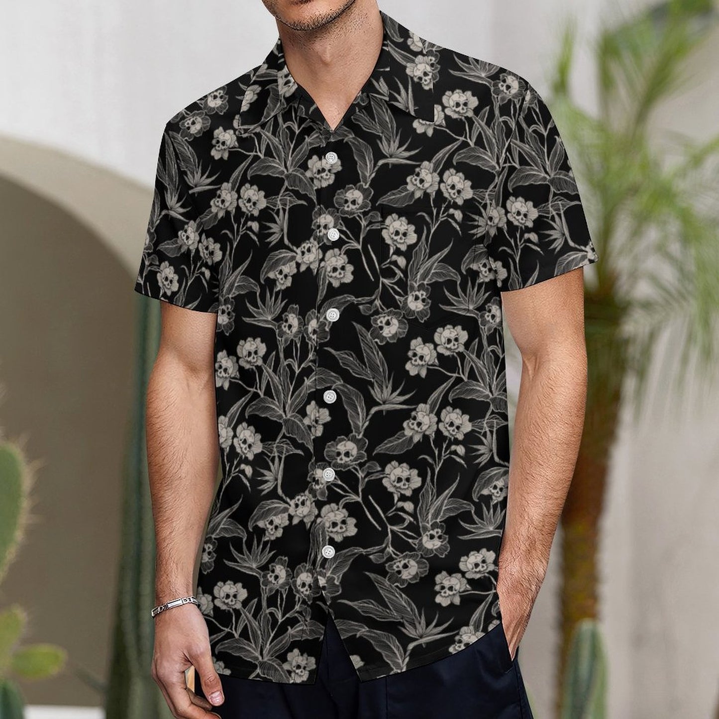 Spooky Tiki Gothic Floral Hawaiian Shirt - Red Finch Creations