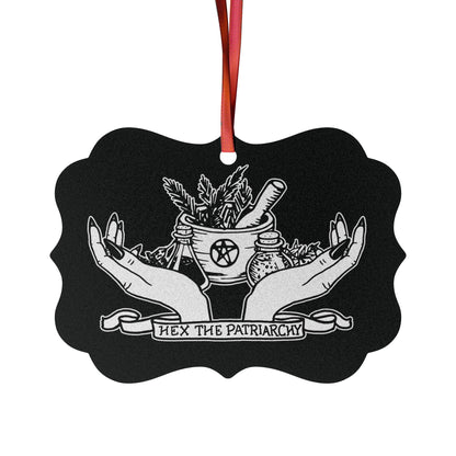 Hex the Patriarchy Ornament, Witchy Feminist Magic Spell Christmas Tree Bauble, Pro choice goth Keepsake Stocking Stuffer for Womens Rights