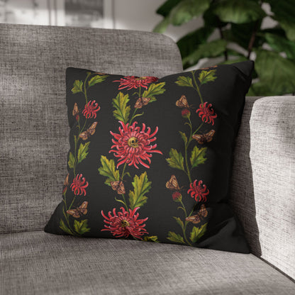 Chrysanthemum Moth Throw Pillow Cover - Red Finch Creations