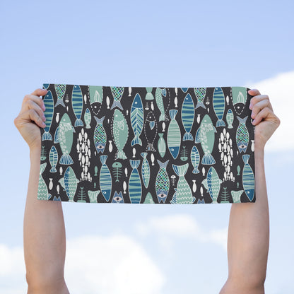 Teal Abstract Sardine Hand Towel 11x18 - Red Finch Creations