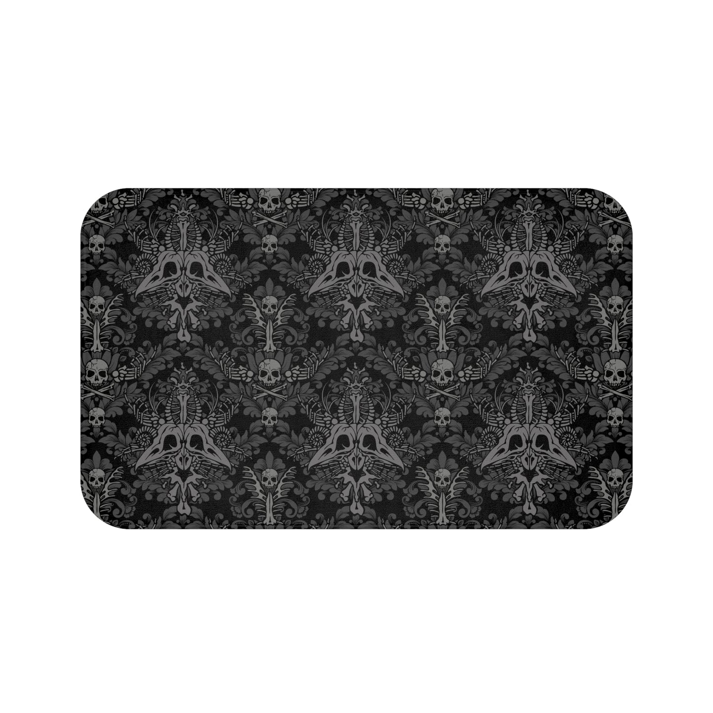 Dark Damask Bones Bath Mat - Black - Red Finch Creations