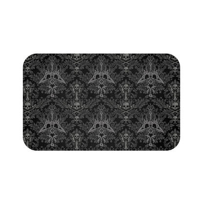 Dark Damask Bones Bath Mat - Black - Red Finch Creations