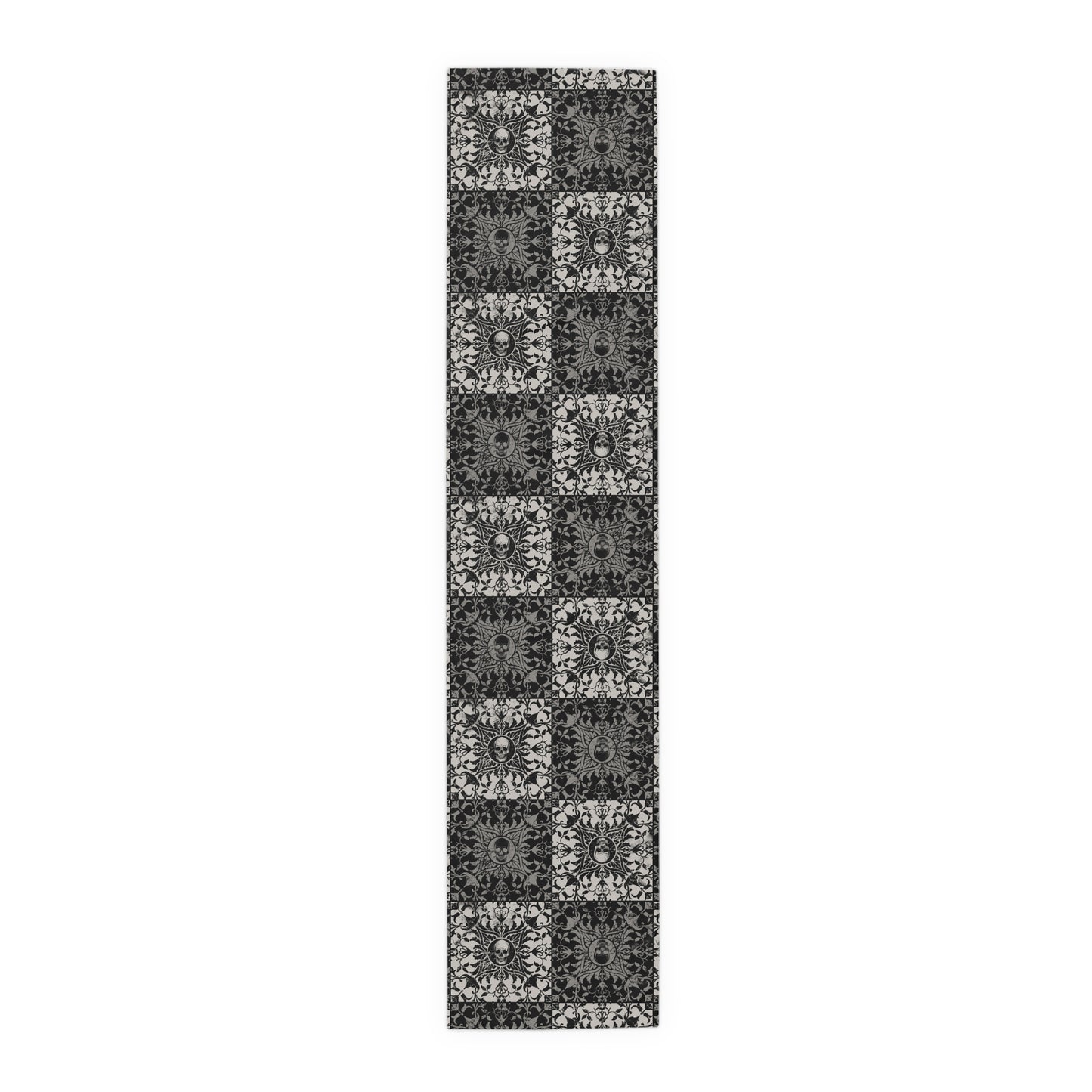 Gothic Checkered Tile Table Runner - Black & White - Red Finch Creations