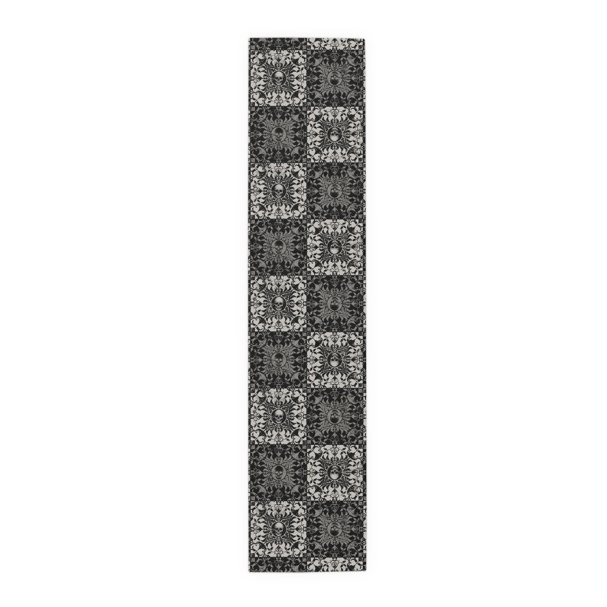 Gothic Checkered Tile Table Runner - Black & White - Red Finch Creations