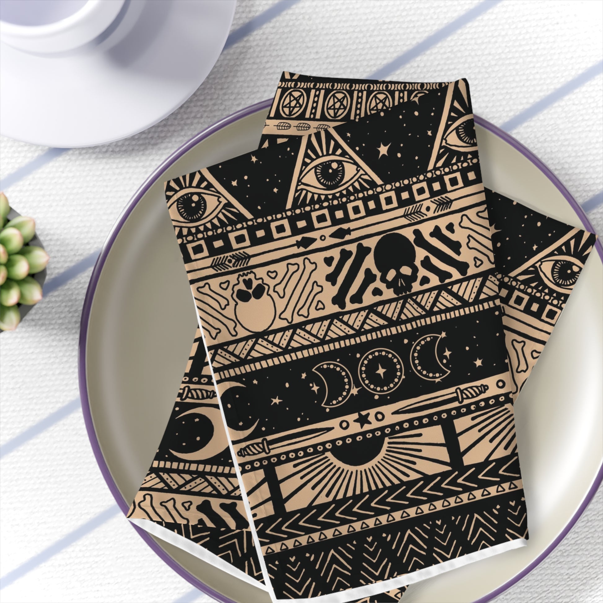 Witchy Boho Striped Cloth Napkins - Red Finch Creations