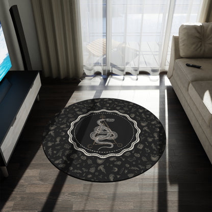 Occult Snake Skeleton Round Rug - Red Finch Creations