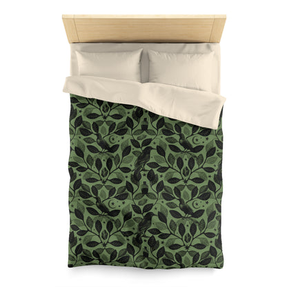 Witchy Watercolor Raven Duvet Cover - Green - Red Finch Creations