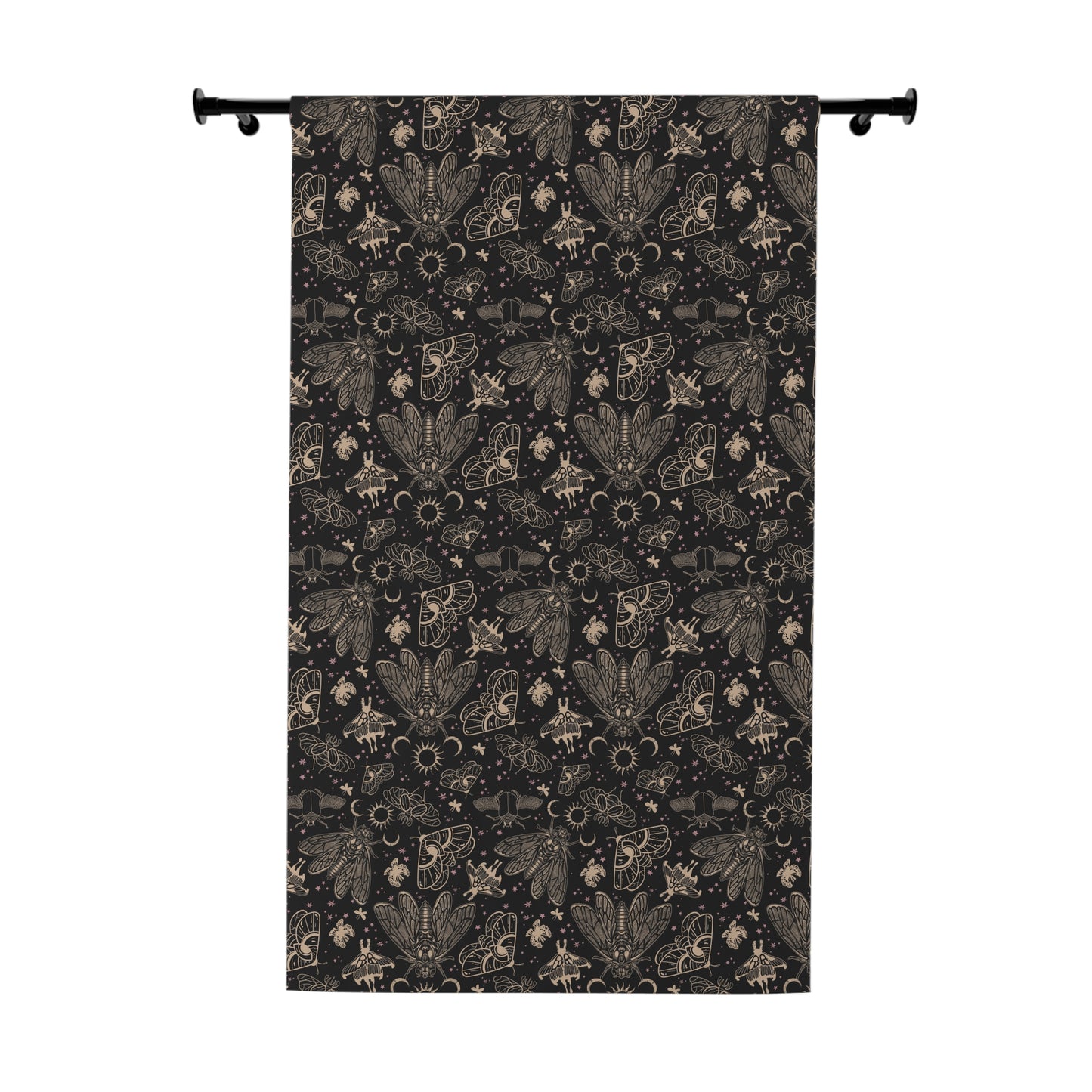 Witchy Cicada Window Curtain (1 Piece) - Black & Gold - Red Finch Creations