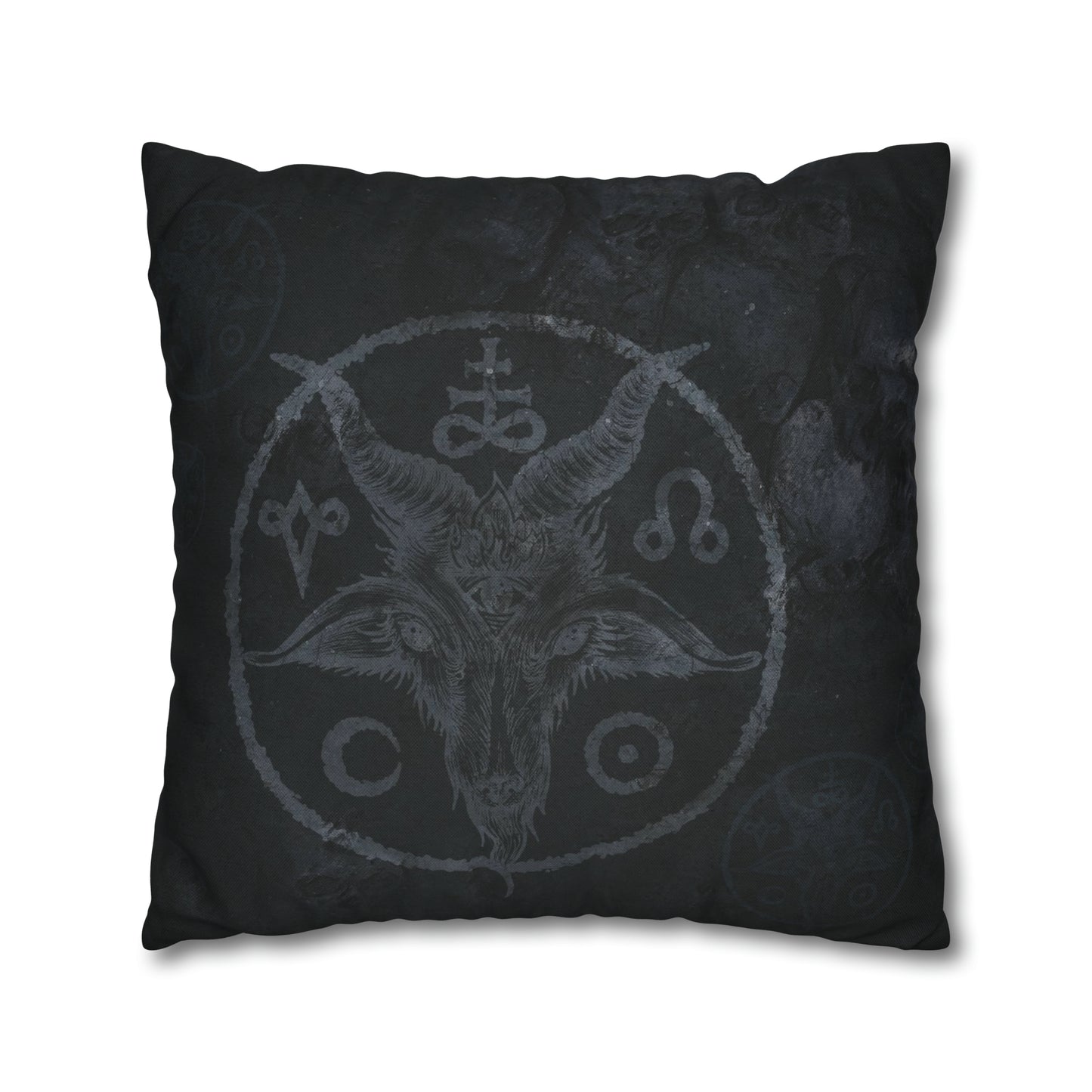 Dark Satanic Spun Polyester Throw Pillow Case - Black - Red Finch Creations