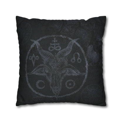 Dark Satanic Spun Polyester Throw Pillow Case - Black - Red Finch Creations