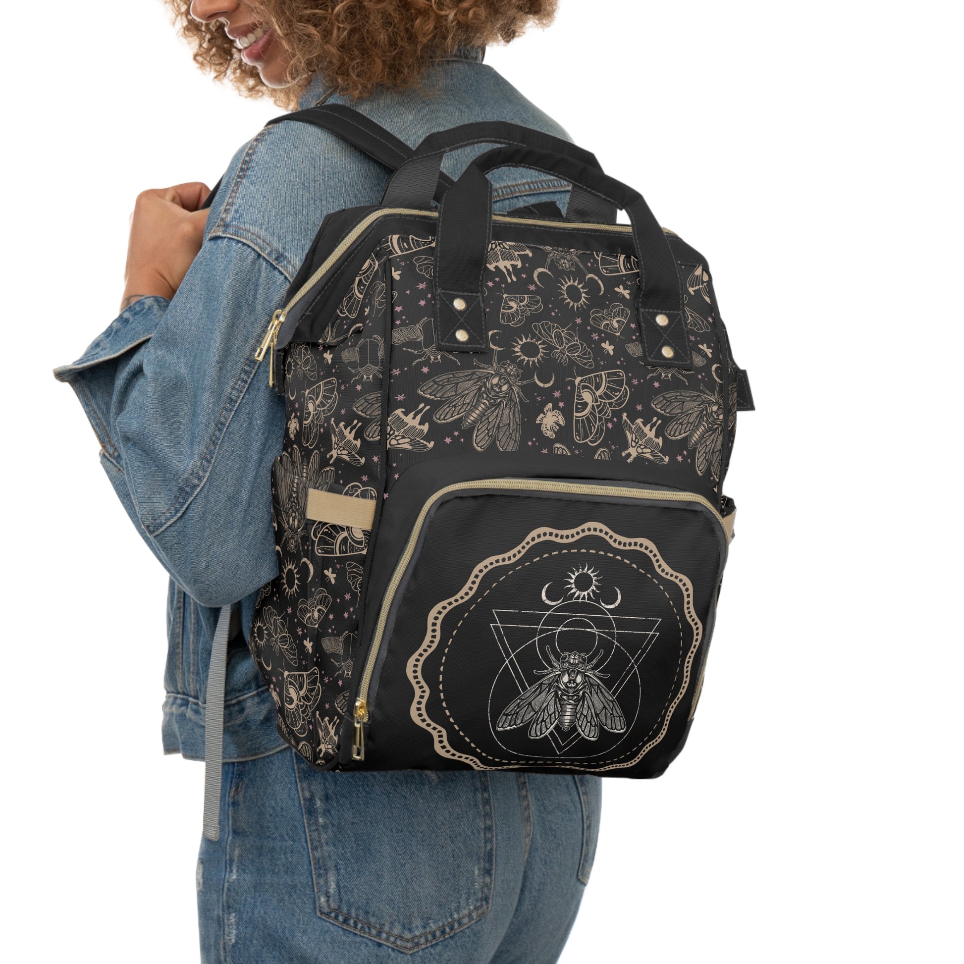 Occult Cicada Multifunctional Diaper Backpack - Red Finch Creations