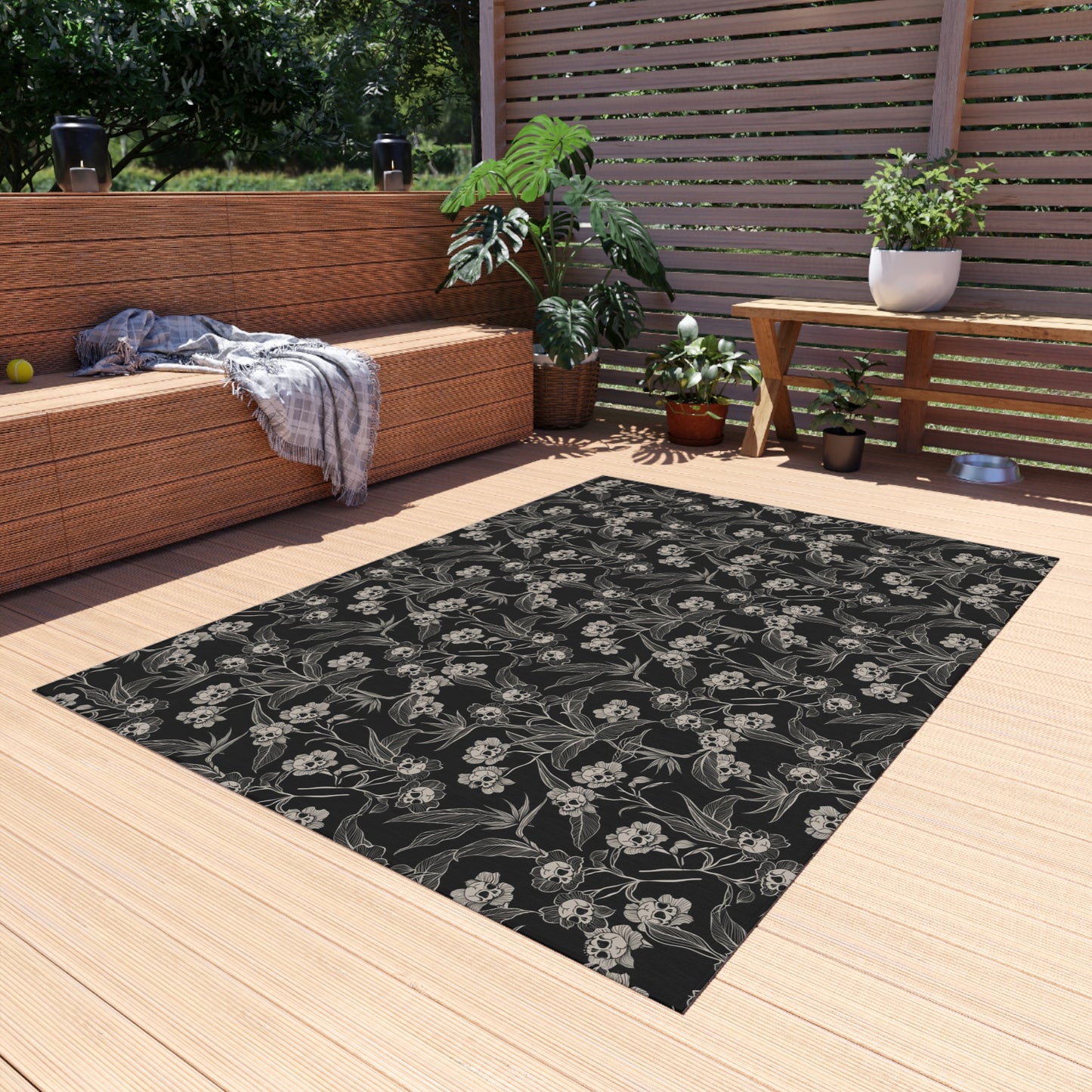 Gothic Floral Indoor/Outdoor Area Rug - Red Finch Creations