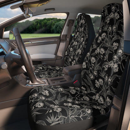 Gothic Floral Skull Flower Car Seat Covers - Red Finch Creations