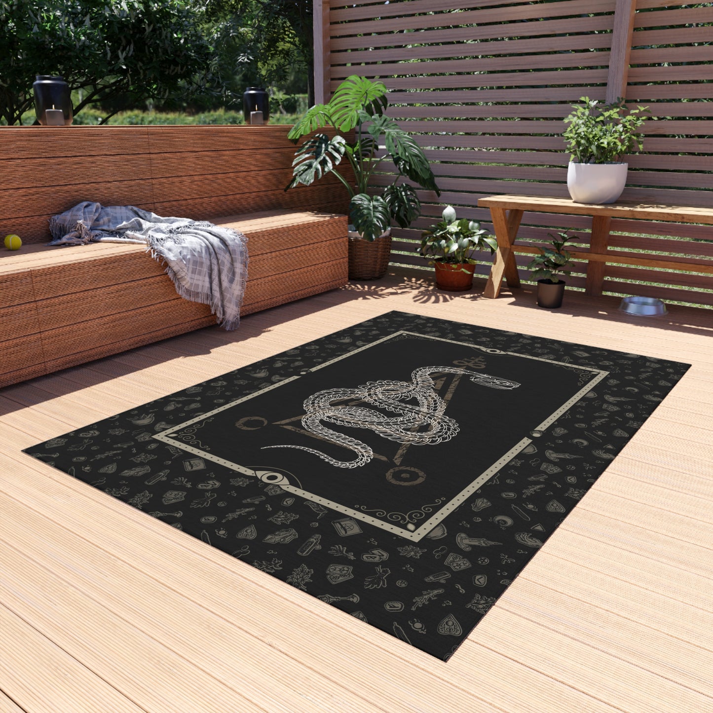 Occult Snake Skeleton Indoor/Outdoor Area Rug - Red Finch Creations