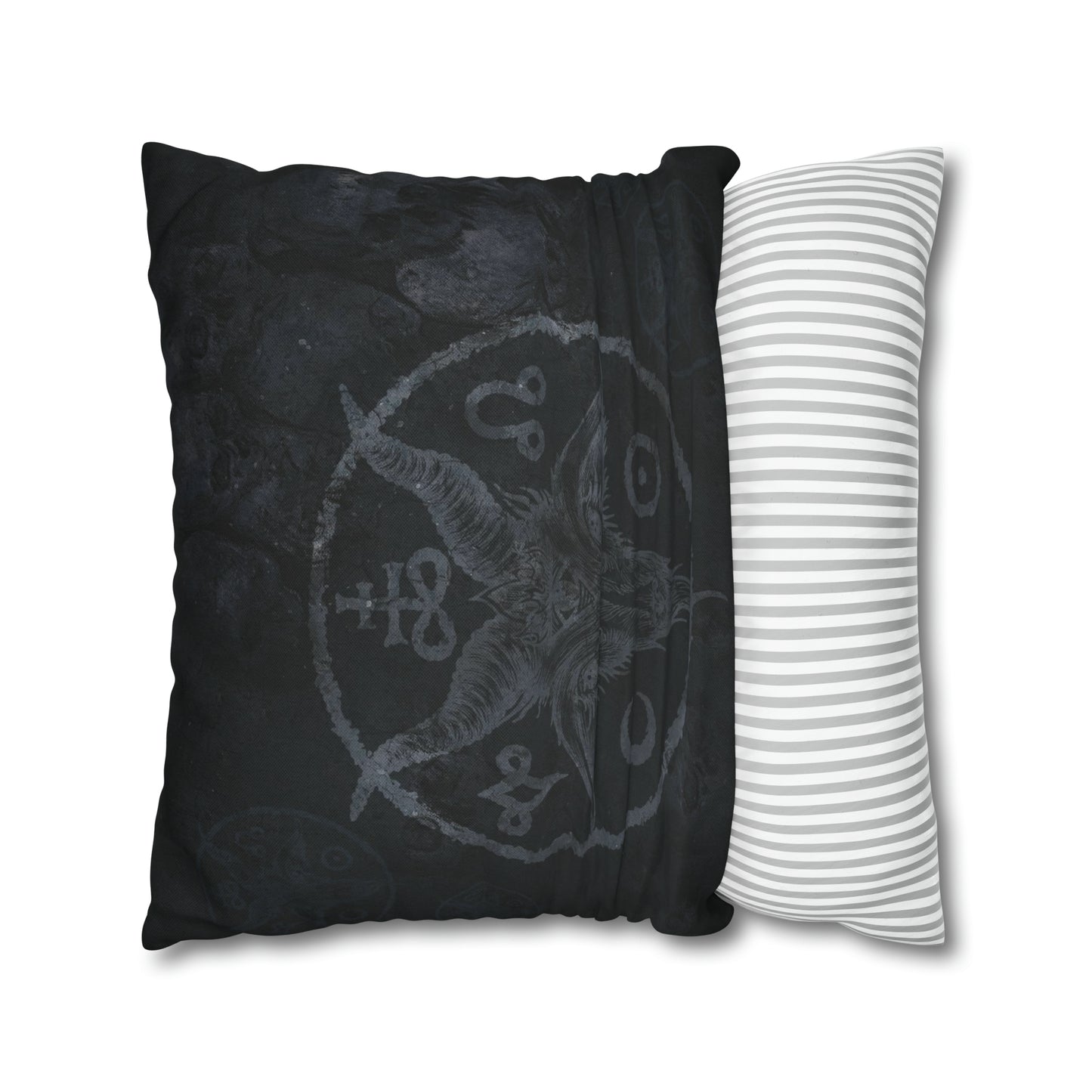 Dark Satanic Spun Polyester Throw Pillow Case - Black - Red Finch Creations