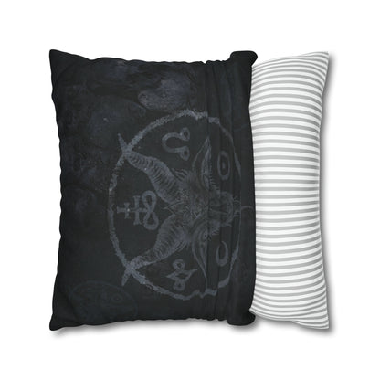 Dark Satanic Spun Polyester Throw Pillow Case - Black - Red Finch Creations