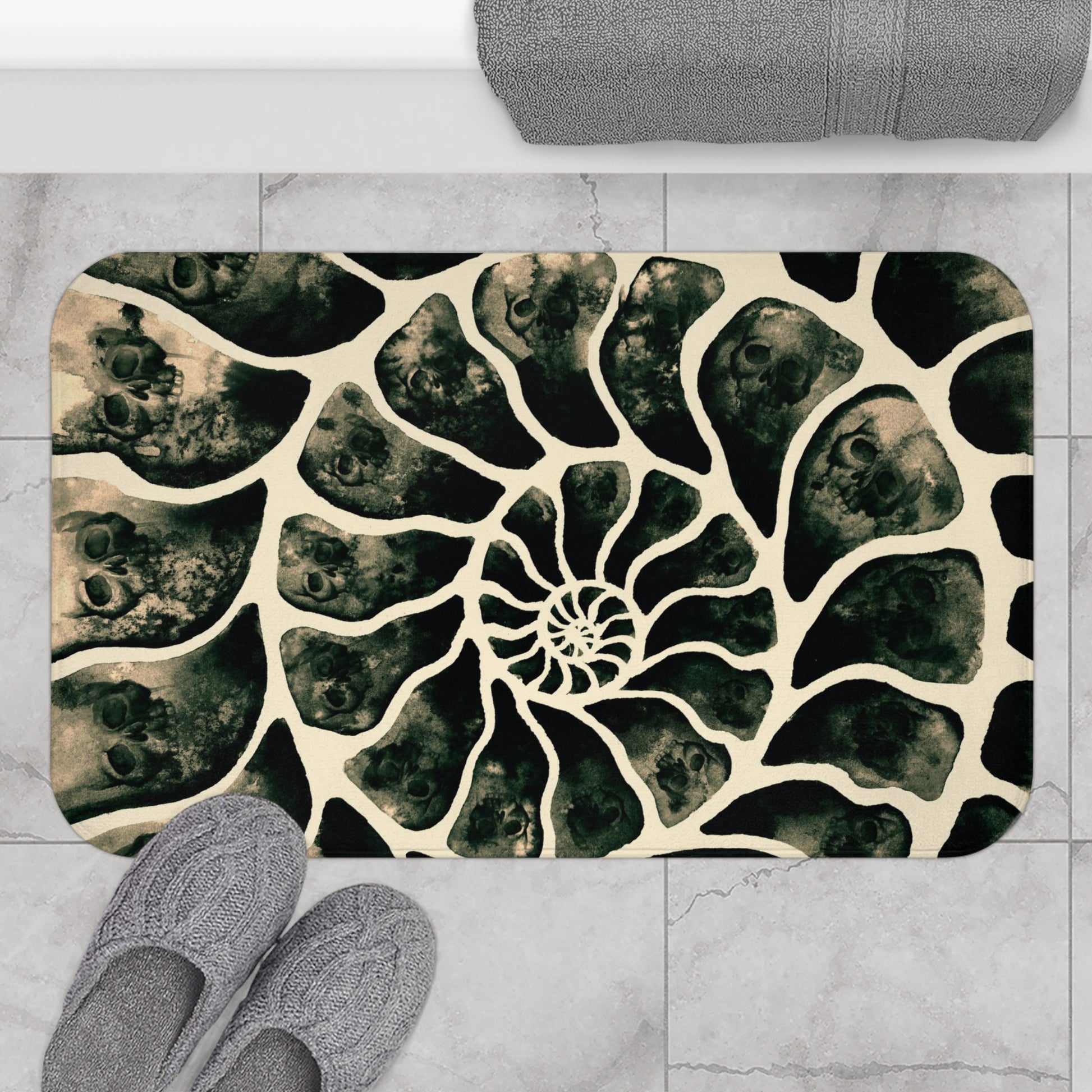 Macabre Ammonite Skull Bath Mat - Red Finch Creations