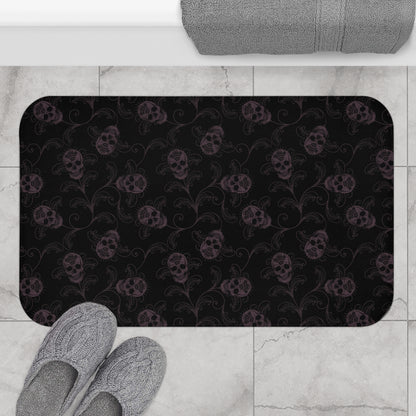 Dark Filigree Skull Bath Mat - Red Finch Creations