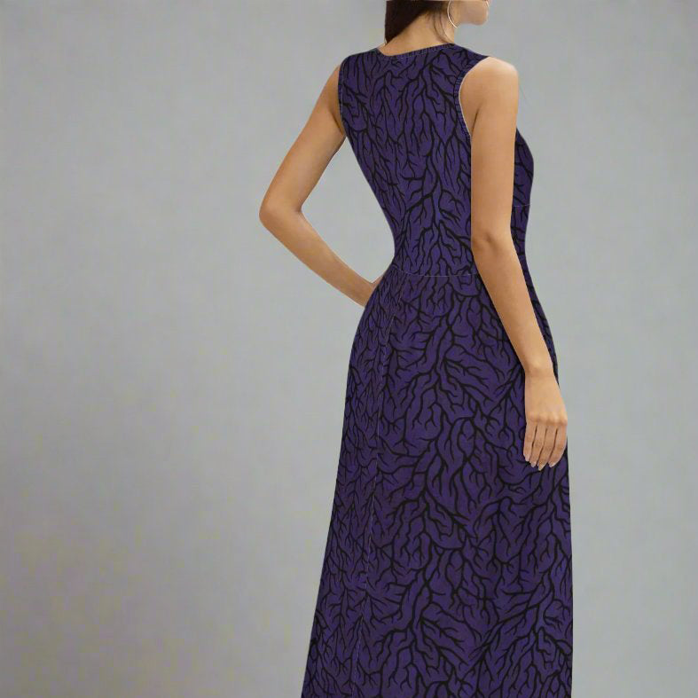 Dark Thorn & Vine Maxi-Dress with Pockets - Purple - Red Finch Creations