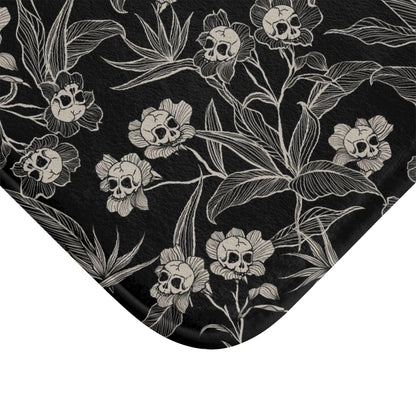 Gothic Floral Skull Flower Bath Mat - Red Finch Creations