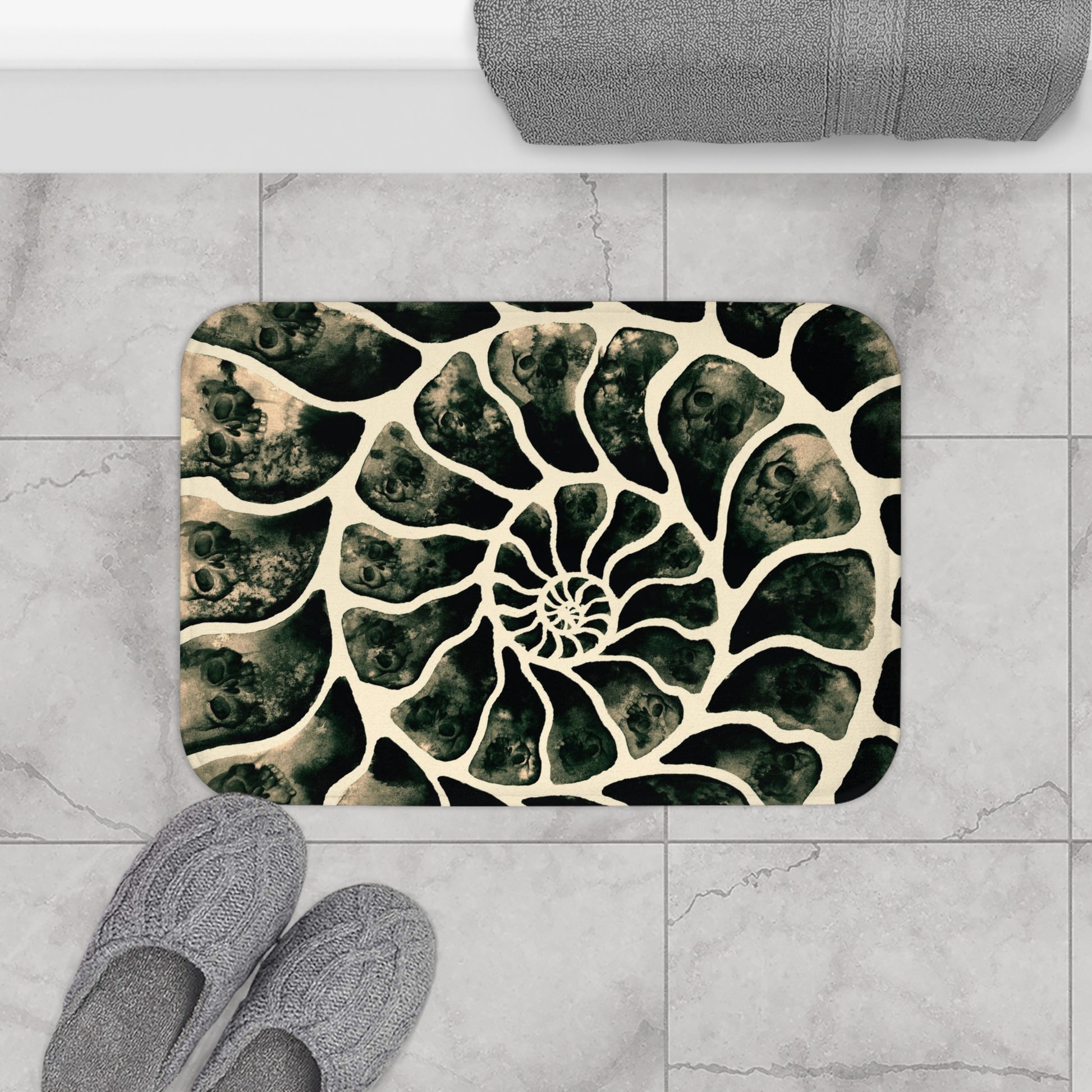 Macabre Ammonite Skull Bath Mat - Red Finch Creations