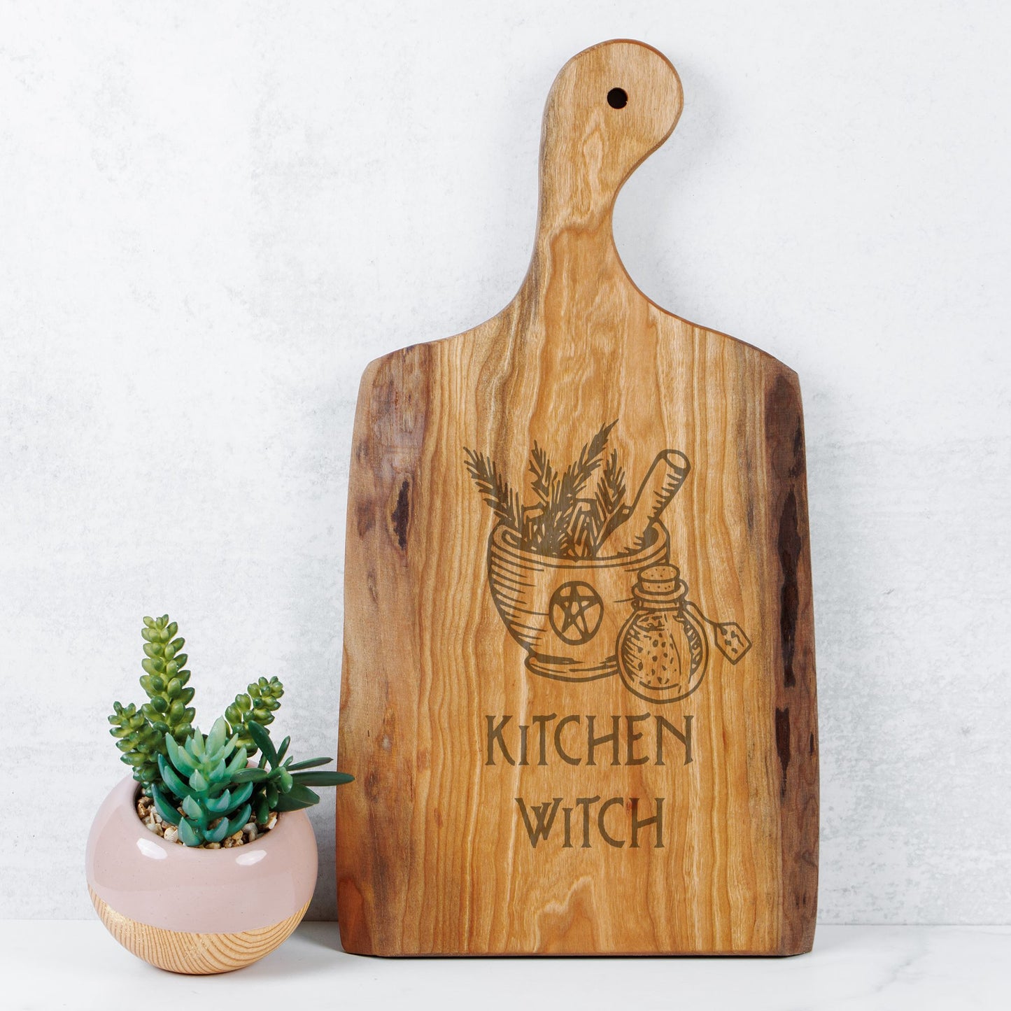 Kitchen Witch Rustic Cherry Wood Serving Board - Red Finch Creations