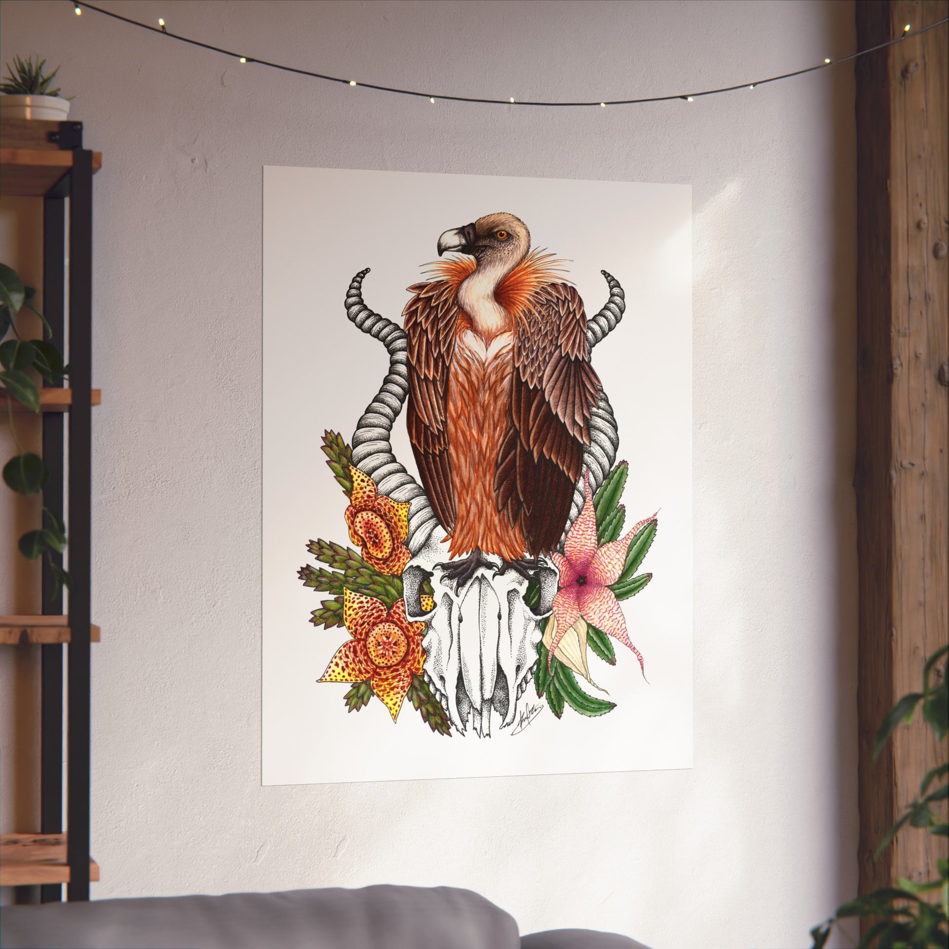 Griffon Vulture & Corpse Flowers - Fine Art Matte Print - Red Finch Creations